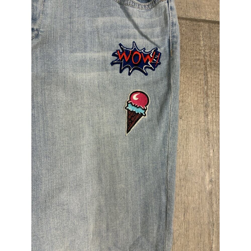 NY&Co Soho Boyfriend Jeans Size 10 Light Wash Patches Graphic Pop Art Denim - Picture 3 of 10